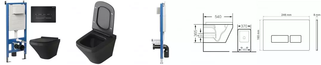 Комплект инсталляция с унитазом, крышкой и кнопкой смыва «Grossman» 97.4440BMS.03.210 безободковый черный матовый Комплект инсталляция с унитазом, крышкой и кнопкой смыва «Grossman» 97.4440BMS.03.210 безободковый черный матовый