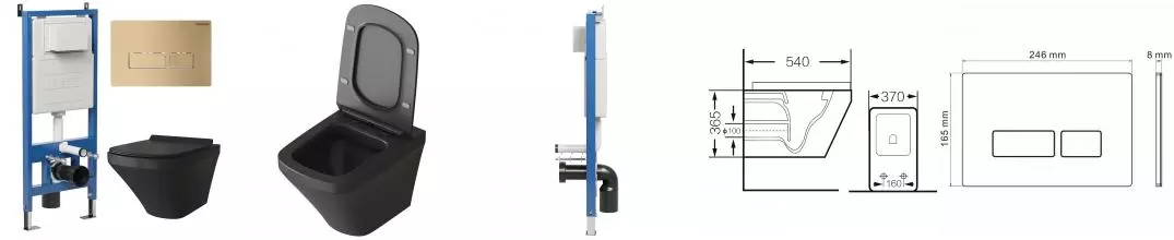 Комплект инсталляция с унитазом, крышкой и кнопкой смыва «Grossman» 97.4440BMS.03.310 безободковый черный матовый Комплект инсталляция с унитазом, крышкой и кнопкой смыва «Grossman» 97.4440BMS.03.310 безободковый черный матовый