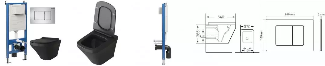 Комплект инсталляция с унитазом, крышкой и кнопкой смыва «Grossman» 97.4440BMS.04.12M безободковый черный матовый Комплект инсталляция с унитазом, крышкой и кнопкой смыва «Grossman» 97.4440BMS.04.12M безободковый черный матовый