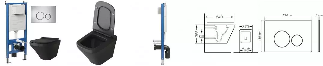 Комплект инсталляция с унитазом, крышкой и кнопкой смыва «Grossman» 97.4440BMS.05.12M безободковый черный матовый Комплект инсталляция с унитазом, крышкой и кнопкой смыва «Grossman» 97.4440BMS.05.12M безободковый черный матовый