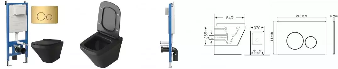 Комплект инсталляция с унитазом, крышкой и кнопкой смыва «Grossman» 97.4440BMS.05.30M безободковый черный матовый Комплект инсталляция с унитазом, крышкой и кнопкой смыва «Grossman» 97.4440BMS.05.30M безободковый черный матовый