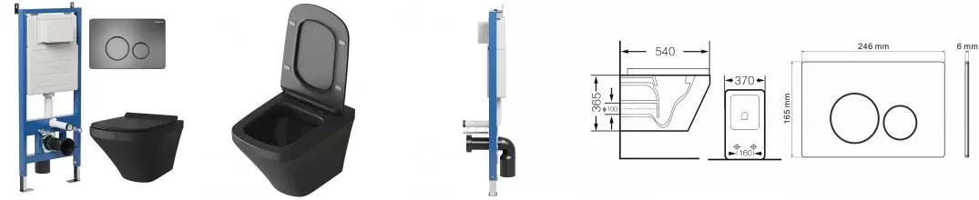 Комплект инсталляция с унитазом, крышкой и кнопкой смыва «Grossman» 97.4440BMS.05.42M безободковый черный матовый Комплект инсталляция с унитазом, крышкой и кнопкой смыва «Grossman» 97.4440BMS.05.42M безободковый черный матовый
