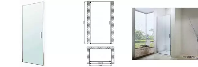 Душевая дверь «Berges Wasserhaus» Legos LS-1 100/195 прозрачная/хром универсальная