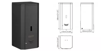 Дозатор дезинфицирующей пены «Mediclinics» DJF0038AB на стену чёрный