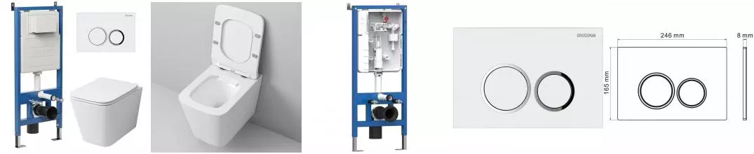 Комплект инсталляция с унитазом, крышкой и кнопкой смыва «Grossman» 97.4441S.01.000 безободковый Комплект инсталляция с унитазом, крышкой и кнопкой смыва «Grossman» 97.4441S.01.000 безободковый