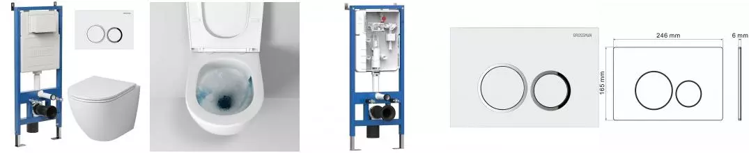 Комплект инсталляция с унитазом, крышкой и кнопкой смыва «Grossman» 97.4455SQ.01.000 безободковый