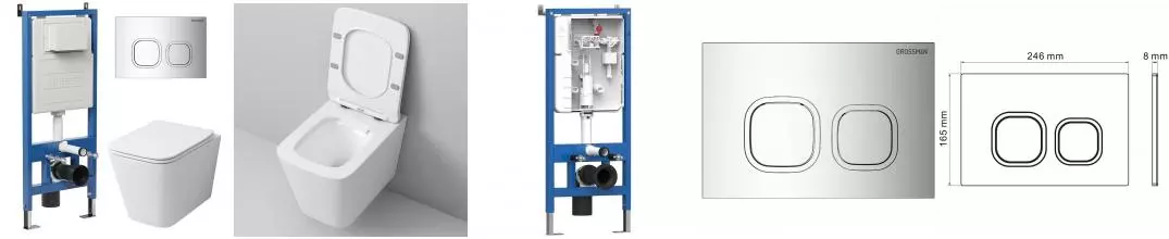 Комплект инсталляция с унитазом, крышкой и кнопкой смыва «Grossman» 97.4441S.02.100 безободковый Комплект инсталляция с унитазом, крышкой и кнопкой смыва «Grossman» 97.4441S.02.100 безободковый