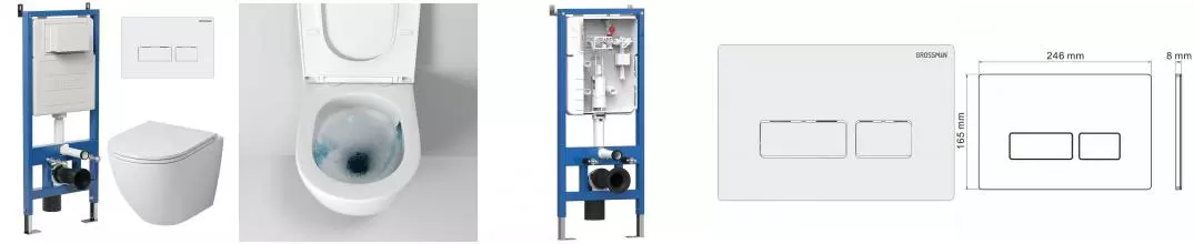 Комплект инсталляция с унитазом, крышкой и кнопкой смыва «Grossman» 97.4455SQ.03.000 безободковый