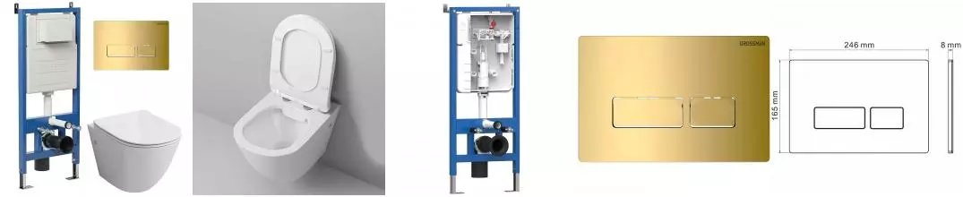 Комплект инсталляция с унитазом, крышкой и кнопкой смыва «Grossman» 97.4411SQ.03.300 безободковый