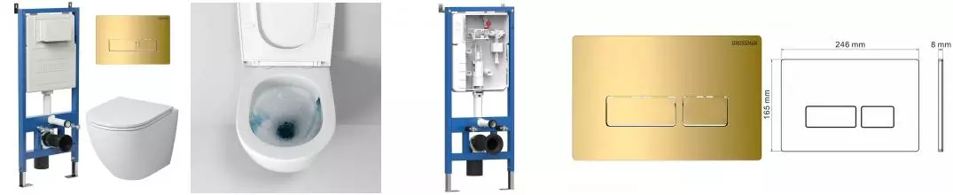 Комплект инсталляция с унитазом, крышкой и кнопкой смыва «Grossman» 97.4455SQ.03.300 безободковый