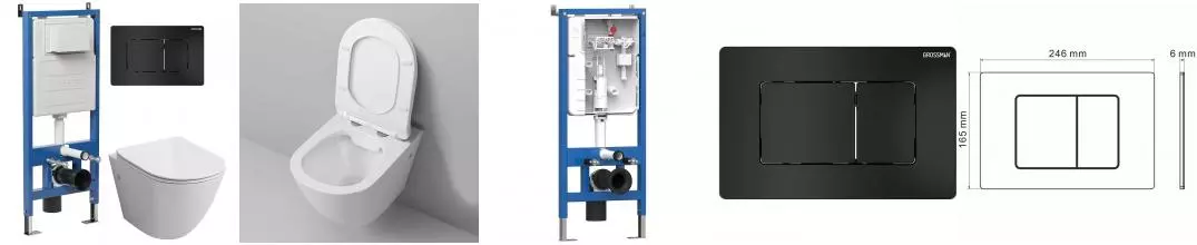 Комплект инсталляция с унитазом, крышкой и кнопкой смыва «Grossman» 97.4411SQ.04.21M безободковый Комплект инсталляция с унитазом, крышкой и кнопкой смыва «Grossman» 97.4411SQ.04.21M безободковый