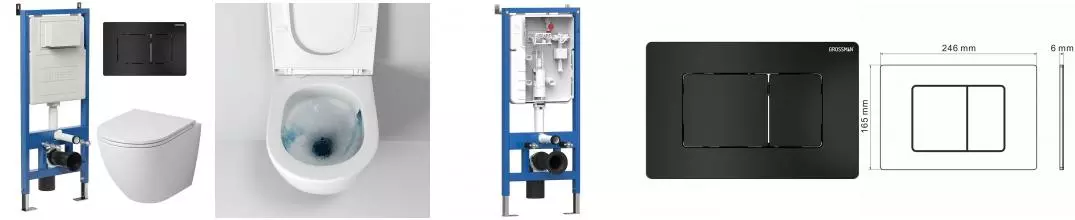 Комплект инсталляция с унитазом, крышкой и кнопкой смыва «Grossman» 97.4455SQ.04.21M безободковый