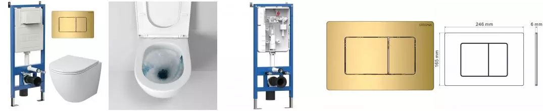 Комплект инсталляция с унитазом, крышкой и кнопкой смыва «Grossman» 97.4455SQ.04.30M безободковый