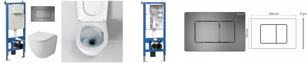 Комплект инсталляция с унитазом, крышкой и кнопкой смыва «Grossman» 97.4455SQ.04.42M безободковый Комплект инсталляция с унитазом, крышкой и кнопкой смыва «Grossman» 97.4455SQ.04.42M безободковый