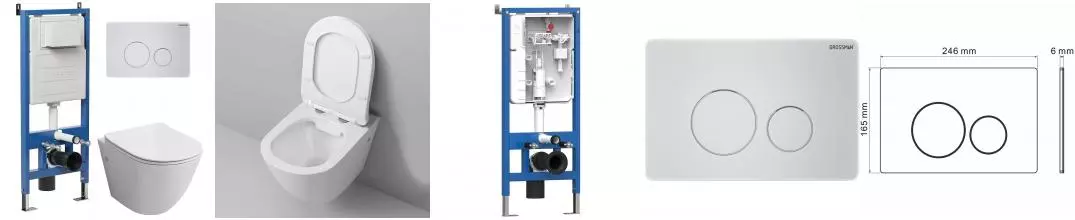 Комплект инсталляция с унитазом, крышкой и кнопкой смыва «Grossman» 97.4411SQ.05.01M безободковый Комплект инсталляция с унитазом, крышкой и кнопкой смыва «Grossman» 97.4411SQ.05.01M безободковый