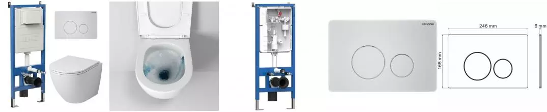 Комплект инсталляция с унитазом, крышкой и кнопкой смыва «Grossman» 97.4455SQ.05.01M безободковый