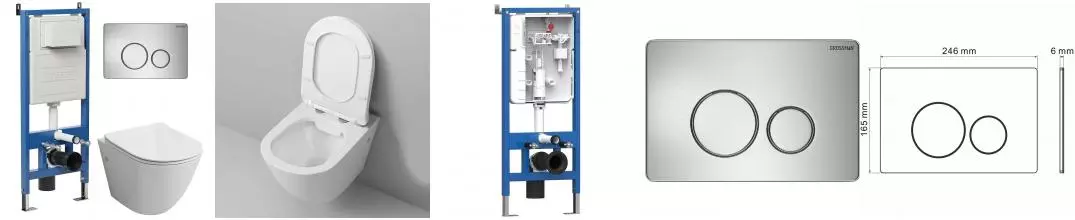 Комплект инсталляция с унитазом, крышкой и кнопкой смыва «Grossman» 97.4411SQ.05.12M безободковый Комплект инсталляция с унитазом, крышкой и кнопкой смыва «Grossman» 97.4411SQ.05.12M безободковый