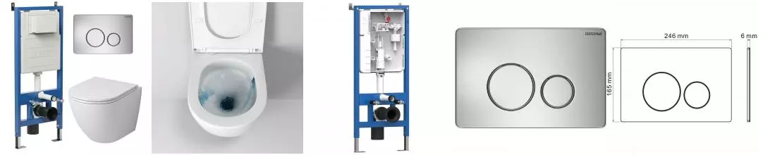 Комплект инсталляция с унитазом, крышкой и кнопкой смыва «Grossman» 97.4455SQ.05.12M безободковый