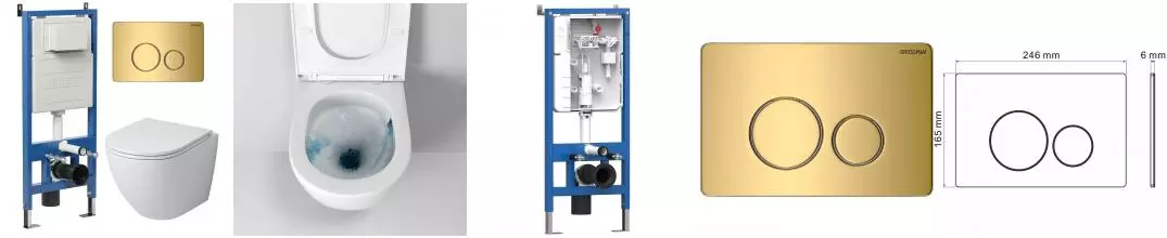 Комплект инсталляция с унитазом, крышкой и кнопкой смыва «Grossman» 97.4455SQ.05.30M безободковый