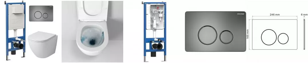 Комплект инсталляция с унитазом, крышкой и кнопкой смыва «Grossman» 97.4455SQ.05.42M безободковый