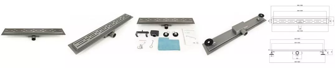 Душевой лоток «Esbano» Meta Rain-80см боковой выпуск оружейная сталь 