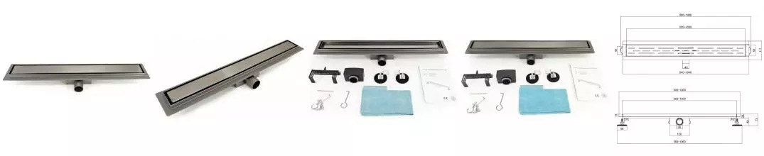 Душевой лоток «Esbano» Meta Tile-80см боковой выпуск оружейная сталь 