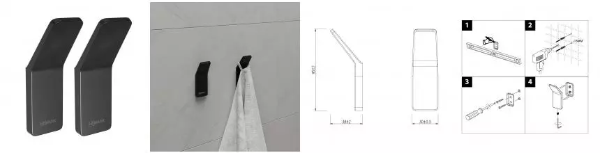 Крючки «Lemark» Smooth Line 9712002 на стену чёрный матовый Крючки «Lemark» Smooth Line 9712002 на стену чёрный матовый