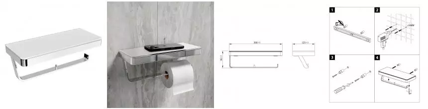 Держатель для туалетной бумаги «Lemark» Glass Line 9721040 на стену хром