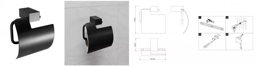Держатель для туалетной бумаги «Lemark» Smooth Line 9722011 на стену чёрный матовый Держатель для туалетной бумаги «Lemark» Smooth Line 9722011 на стену чёрный матовый