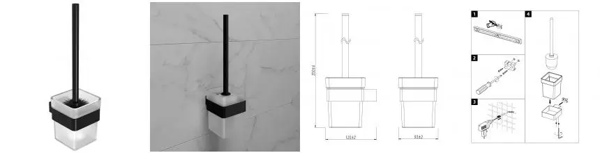 Ёршик для унитаза «Lemark» Smooth Line 9762020 на стену чёрный матовый