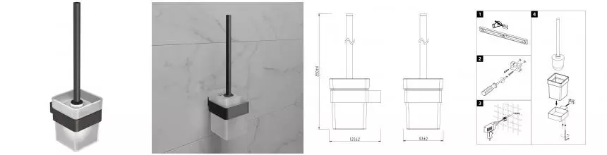 Ёршик для унитаза «Lemark» Smooth Line 9766021 на стену графит