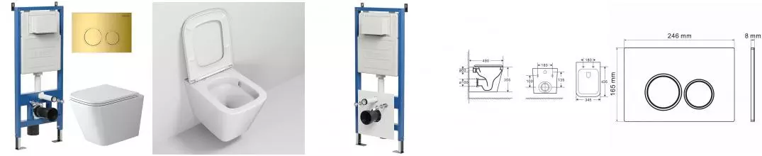 Комплект инсталляция с унитазом, крышкой и кнопкой смыва «Grossman» 97.4479SQ.01.300 безободковый белый Комплект инсталляция с унитазом, крышкой и кнопкой смыва «Grossman» 97.4479SQ.01.300 безободковый белый