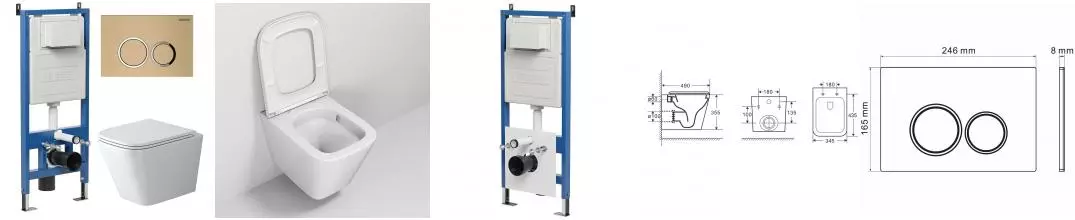 Комплект инсталляция с унитазом, крышкой и кнопкой смыва «Grossman» 97.4479SQ.01.310 безободковый белый