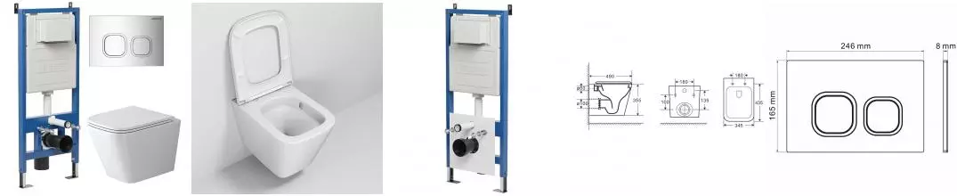 Комплект инсталляция с унитазом, крышкой и кнопкой смыва «Grossman» 97.4479SQ.02.100 безободковый белый