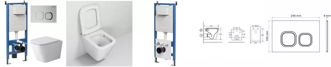 Комплект инсталляция с унитазом, крышкой и кнопкой смыва «Grossman» 97.4479SQ.02.110 безободковый белый