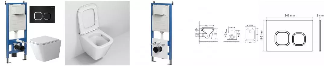 Комплект инсталляция с унитазом, крышкой и кнопкой смыва «Grossman» 97.4479SQ.02.210 безободковый белый