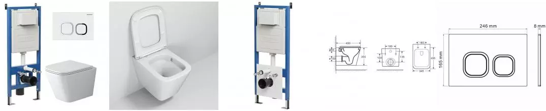 Комплект инсталляция с унитазом, крышкой и кнопкой смыва «Grossman» 97.4479SQ.02.310 безободковый белый