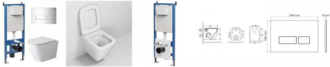 Комплект инсталляция с унитазом, крышкой и кнопкой смыва «Grossman» 97.4479SQ.03.100 безободковый белый