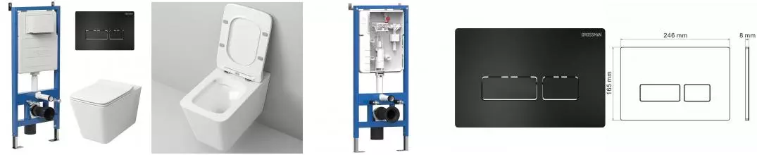 Комплект инсталляция с унитазом, крышкой и кнопкой смыва «Grossman» 97.4414S.03.210 безободковый белый Комплект инсталляция с унитазом, крышкой и кнопкой смыва «Grossman» 97.4414S.03.210 безободковый белый