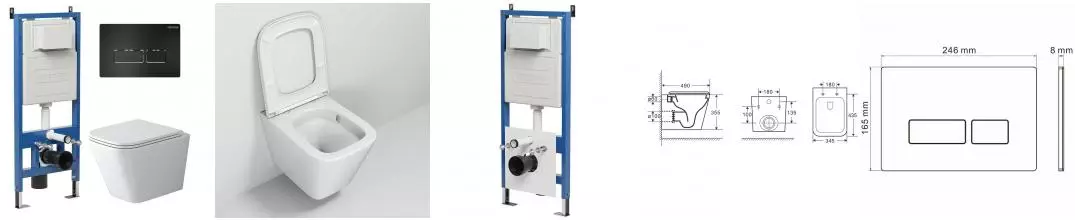 Комплект инсталляция с унитазом, крышкой и кнопкой смыва «Grossman» 97.4479SQ.03.210 безободковый белый