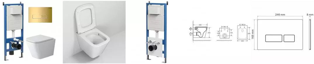 Комплект инсталляция с унитазом, крышкой и кнопкой смыва «Grossman» 97.4479SQ.03.300 безободковый белый Комплект инсталляция с унитазом, крышкой и кнопкой смыва «Grossman» 97.4479SQ.03.300 безободковый белый