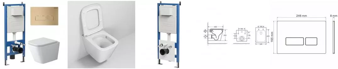 Комплект инсталляция с унитазом, крышкой и кнопкой смыва «Grossman» 97.4479SQ.03.310 безободковый белый