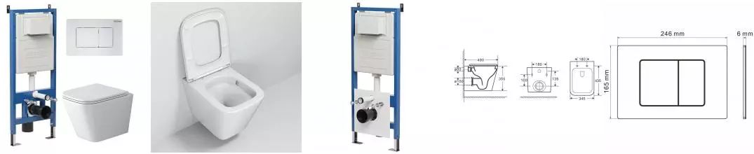 Комплект инсталляция с унитазом, крышкой и кнопкой смыва «Grossman» 97.4479SQ.04.01M безободковый белый Комплект инсталляция с унитазом, крышкой и кнопкой смыва «Grossman» 97.4479SQ.04.01M безободковый белый