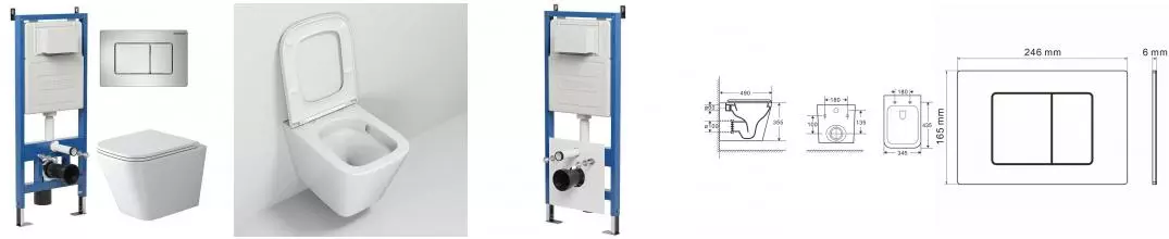 Комплект инсталляция с унитазом, крышкой и кнопкой смыва «Grossman» 97.4479SQ.04.12M безободковый белый Комплект инсталляция с унитазом, крышкой и кнопкой смыва «Grossman» 97.4479SQ.04.12M безободковый белый