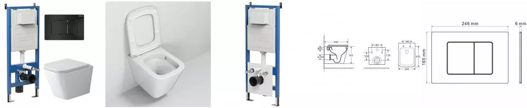 Комплект инсталляция с унитазом, крышкой и кнопкой смыва «Grossman» 97.4479SQ.04.21M безободковый белый Комплект инсталляция с унитазом, крышкой и кнопкой смыва «Grossman» 97.4479SQ.04.21M безободковый белый