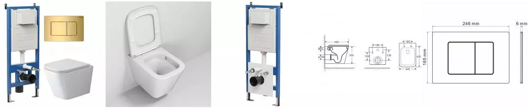 Комплект инсталляция с унитазом, крышкой и кнопкой смыва «Grossman» 97.4479SQ.04.30M безободковый белый Комплект инсталляция с унитазом, крышкой и кнопкой смыва «Grossman» 97.4479SQ.04.30M безободковый белый