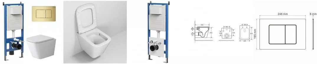 Комплект инсталляция с унитазом, крышкой и кнопкой смыва «Grossman» 97.4479SQ.04.32M безободковый белый Комплект инсталляция с унитазом, крышкой и кнопкой смыва «Grossman» 97.4479SQ.04.32M безободковый белый