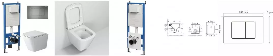 Комплект инсталляция с унитазом, крышкой и кнопкой смыва «Grossman» 97.4479SQ.04.42M безободковый белый Комплект инсталляция с унитазом, крышкой и кнопкой смыва «Grossman» 97.4479SQ.04.42M безободковый белый