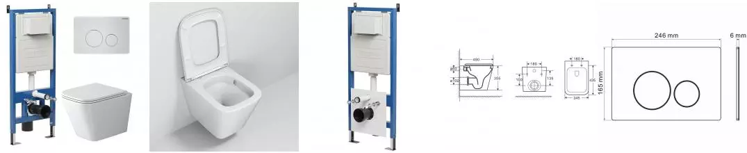 Комплект инсталляция с унитазом, крышкой и кнопкой смыва «Grossman» 97.4479SQ.05.01M безободковый белый Комплект инсталляция с унитазом, крышкой и кнопкой смыва «Grossman» 97.4479SQ.05.01M безободковый белый