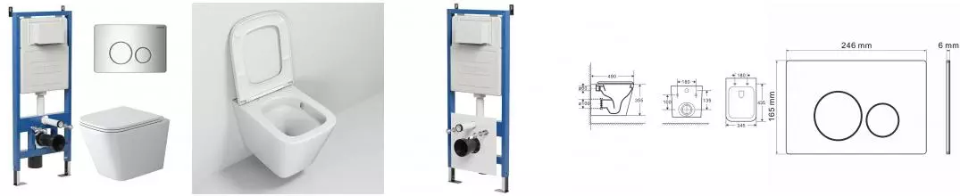 Комплект инсталляция с унитазом, крышкой и кнопкой смыва «Grossman» 97.4479SQ.05.10M безободковый белый Комплект инсталляция с унитазом, крышкой и кнопкой смыва «Grossman» 97.4479SQ.05.10M безободковый белый